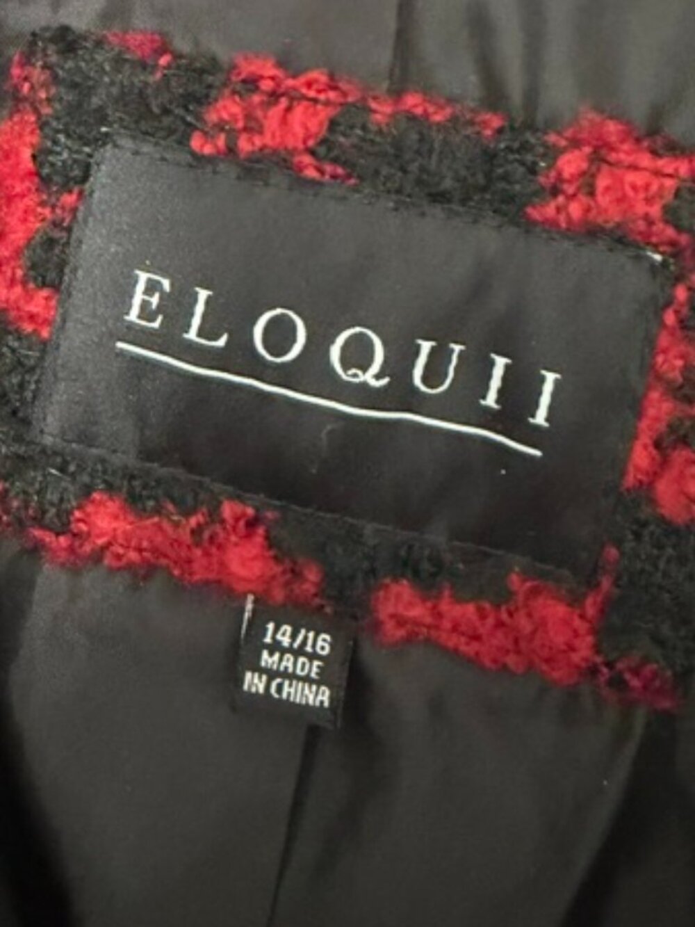 Eloquii Red/Black Houndstooth Coat - Picture 4 of 5